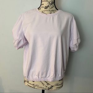 a new day | Lilac cropped and puffed sleeve top